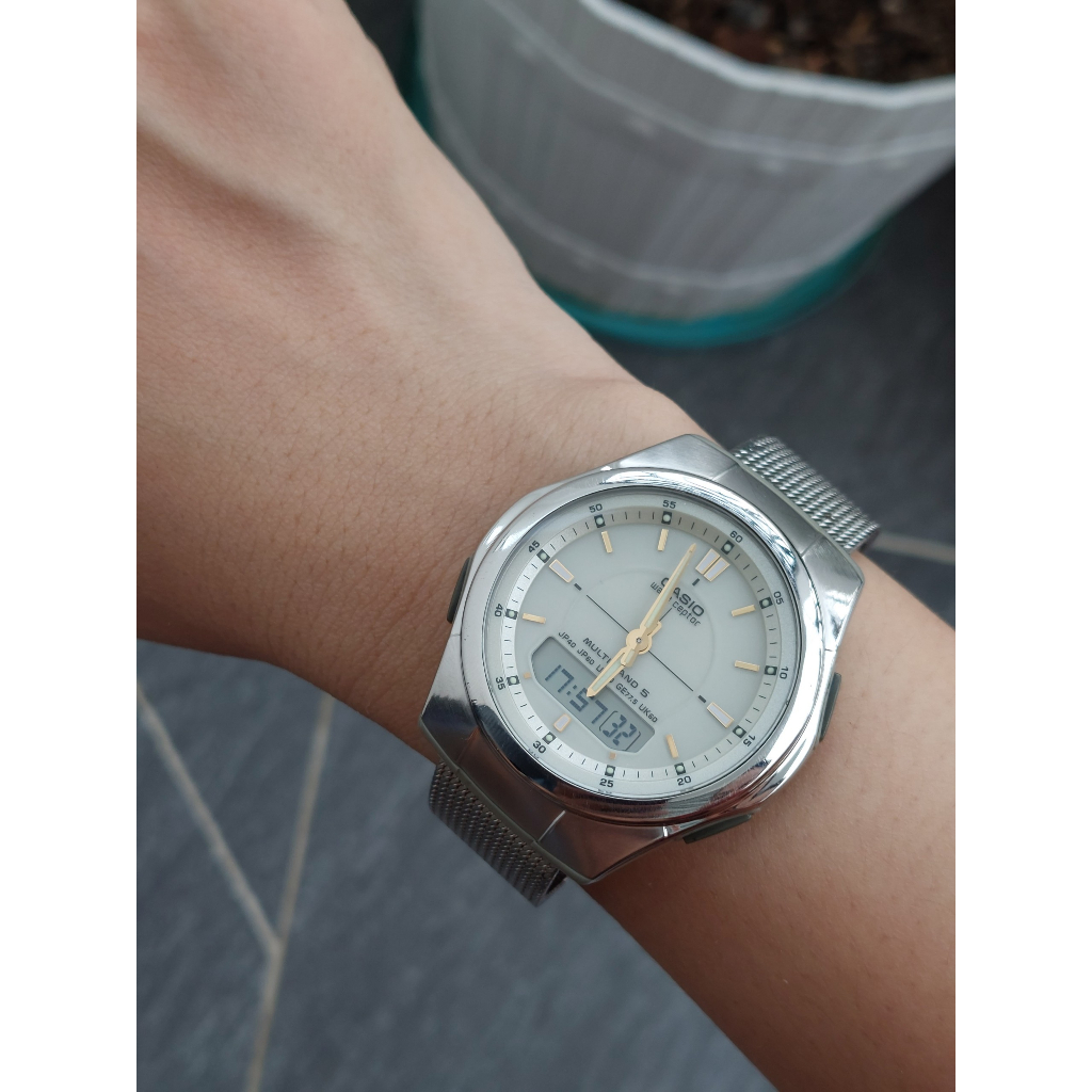 Đồng hồ nam Casio M480 dây thép lụa pin năng lượng hàng Si