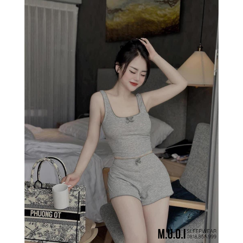 Bộ ngủ 2 dây sexy thun len tăm MOCMIEM 9 - Chuẩn hàng QCCC (hàng có sẵn)