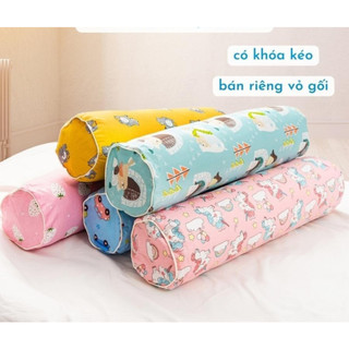 Gối ôm trẻ em cotton 100% kích thước 20cmx60cm, ruột gối bông gòn tinh khiết, vỏ áo gối ôm cotton có khóa kéo tiện lợi