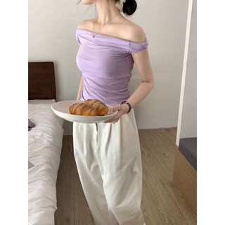 [ Room90 ] Áo thun ôm bẹt vai tay xếp 2926