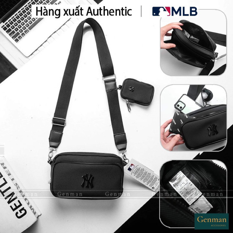 Túi Đeo Chéo Mlb Mini Nylon Ripstop New York Yankees Màu Đen Da Xịn Bảo Cao Cấp Đầy Đủ Giấy Tờ Phụ Kiện