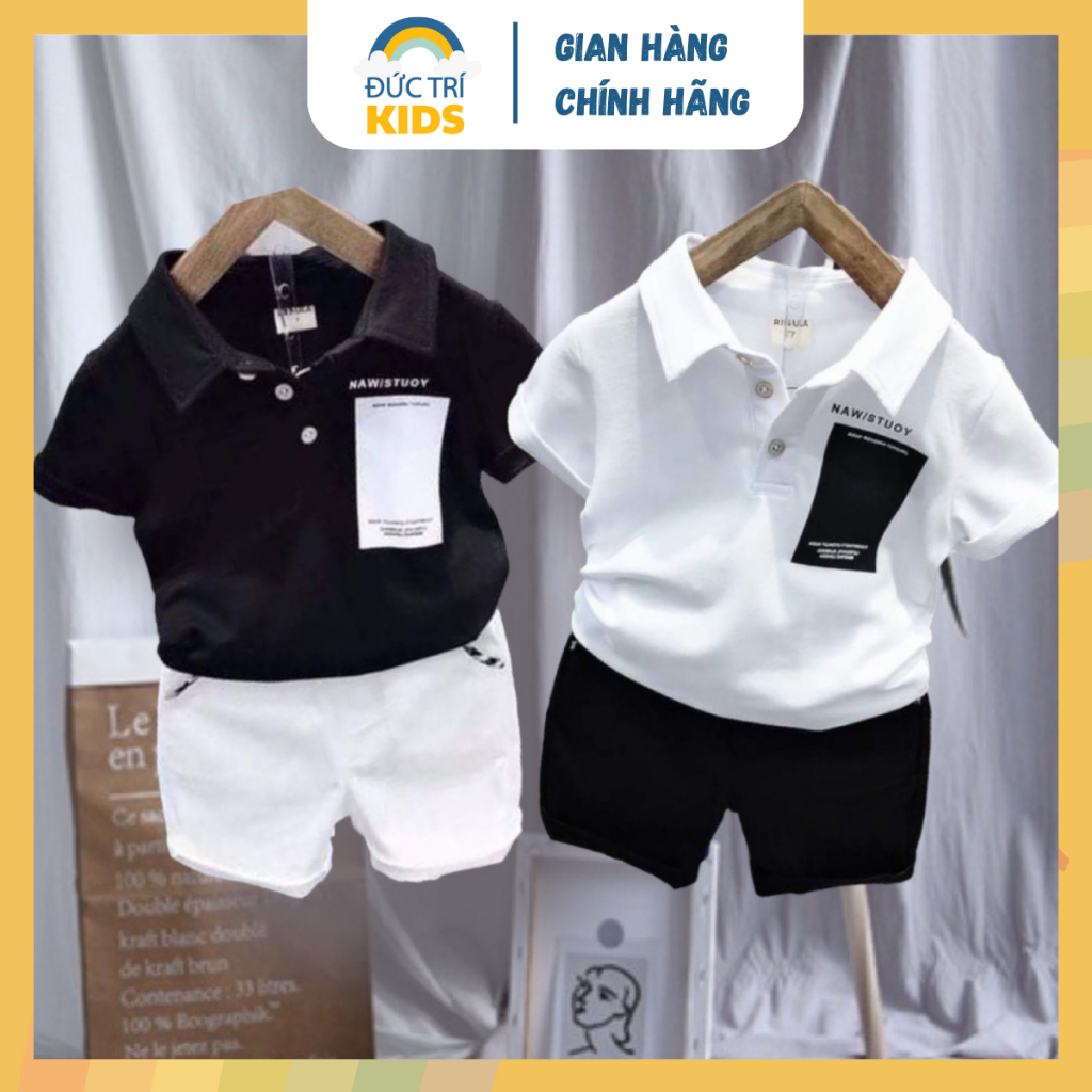 Set bộ bé trai trẻ em áo chất cotton thoáng mát NAWI phối quần Jean ngắn lửng mát mẻ mùa hè (9-24kg)