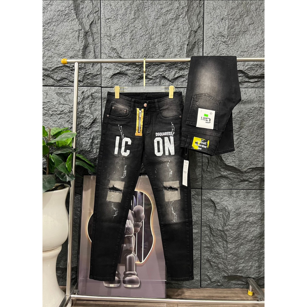 Quần jean nam  ICON  trẻ trung mới về Cao Cấp phối thêu họa tiết LOGO chất jean dày dặn mẫu mới SHOP
