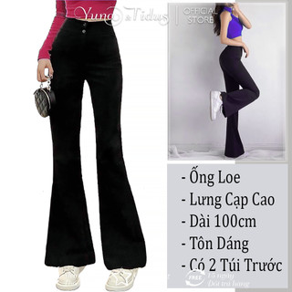 Quần Legging Ống Loe Cạp Lưng Cao Chính Hãng Chất Đẹp YUNA, Quần Loe Dài 100cm