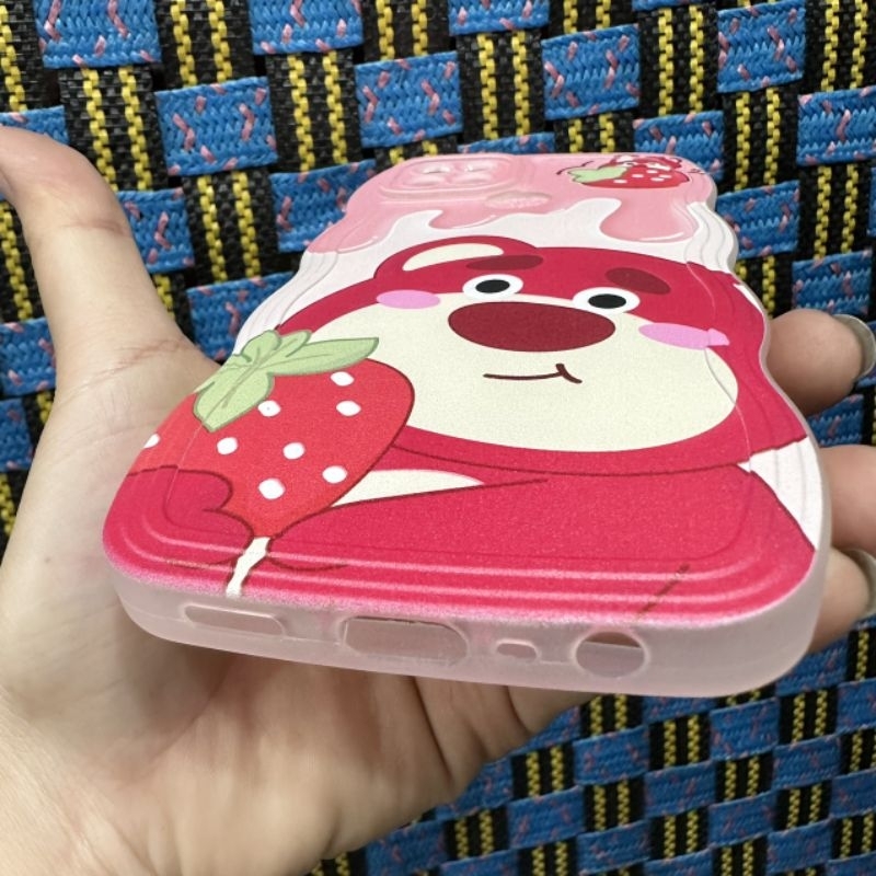 Case ốp lưng Oppo A15 dẻo gấu dâu lotso siêu dễ thương viền lượn sóng bảo vệ camera