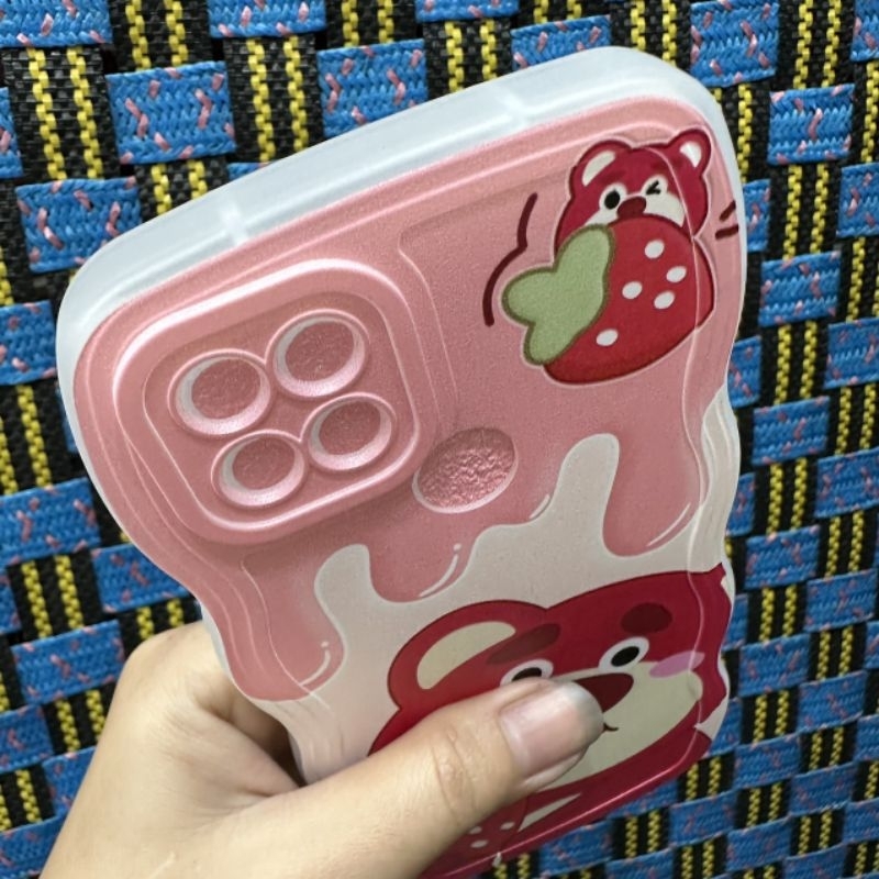 Case ốp lưng Oppo A15 dẻo gấu dâu lotso siêu dễ thương viền lượn sóng bảo vệ camera