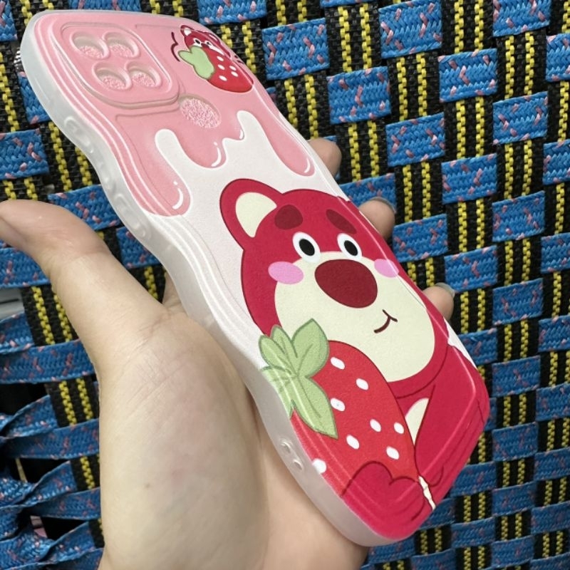 Case ốp lưng Oppo A15 dẻo gấu dâu lotso siêu dễ thương viền lượn sóng bảo vệ camera