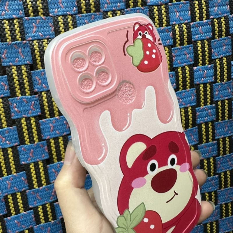 Case ốp lưng Oppo A15 dẻo gấu dâu lotso siêu dễ thương viền lượn sóng bảo vệ camera