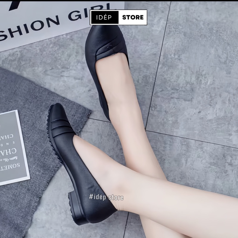 Giày búp bê nhựa dẻo đi mưa đi làm công sở mũi nhọn êm chân chống trơn trượt thời trang 𝐢𝐃𝐄𝐏 𝐆𝐋𝟎𝟓𝟒
