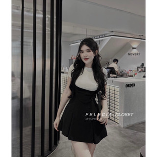 Set Yếm Đen + Áo Pull Trắng Cổ Tròn ( size S)