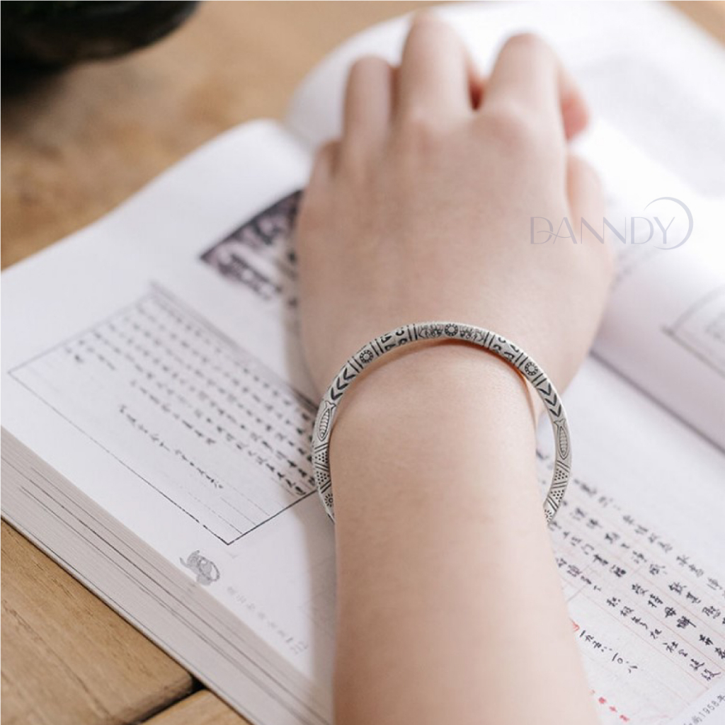 Vòng Tay Nam Đẹp. Vòng Tay Cuff Mạ Bạc. Vòng Tay Lắc Tay. Lắc Tay Nam Hoa Văn Thời Trang | Dandy