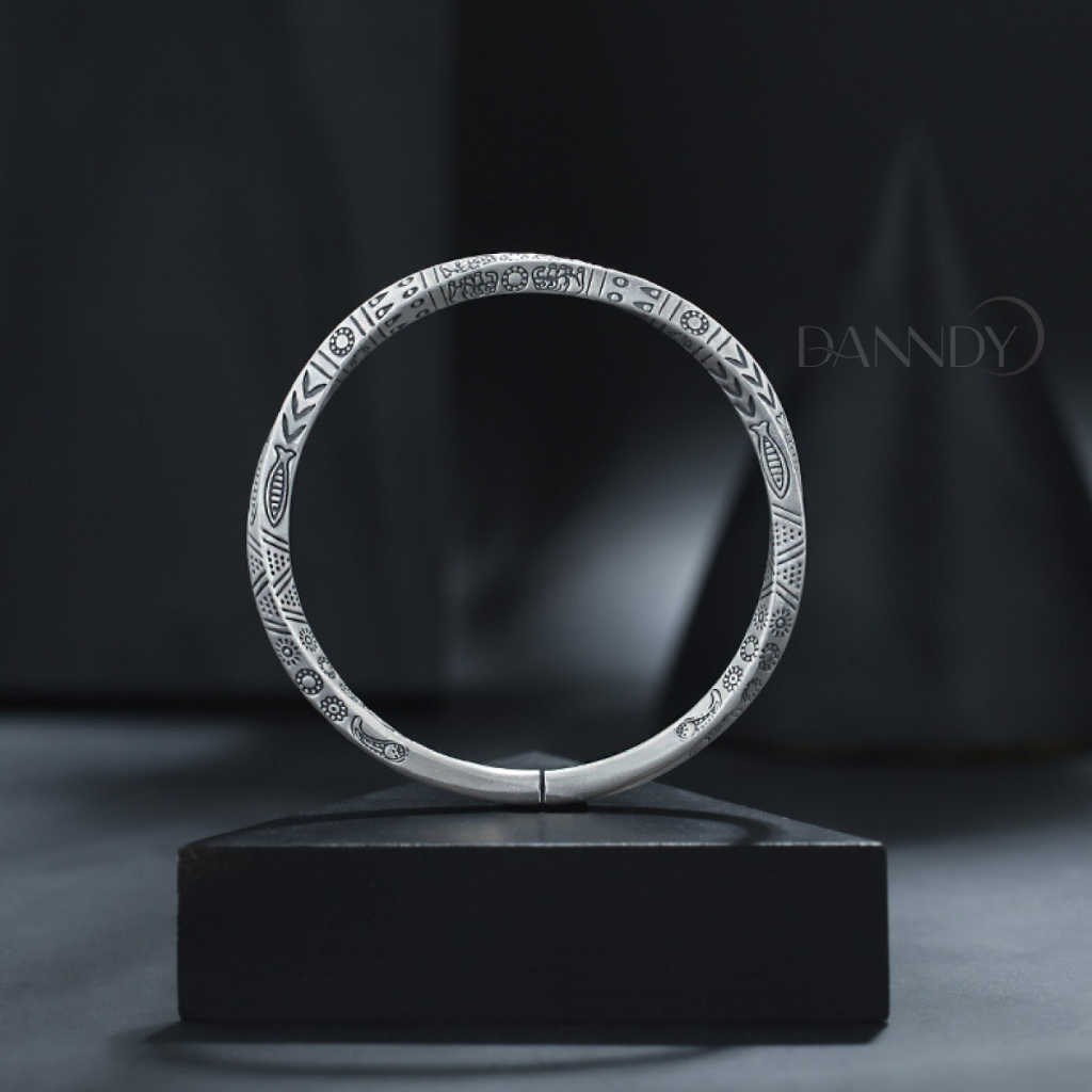 Vòng Tay Nam Đẹp. Vòng Tay Cuff Mạ Bạc. Vòng Tay Lắc Tay. Lắc Tay Nam Hoa Văn Thời Trang | Dandy