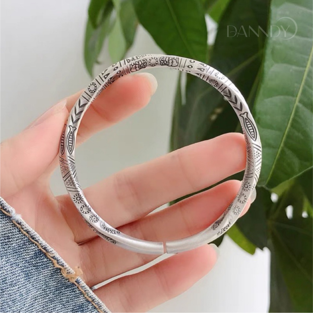 Vòng Tay Nam Đẹp. Vòng Tay Cuff Mạ Bạc. Vòng Tay Lắc Tay. Lắc Tay Nam Hoa Văn Thời Trang | Dandy