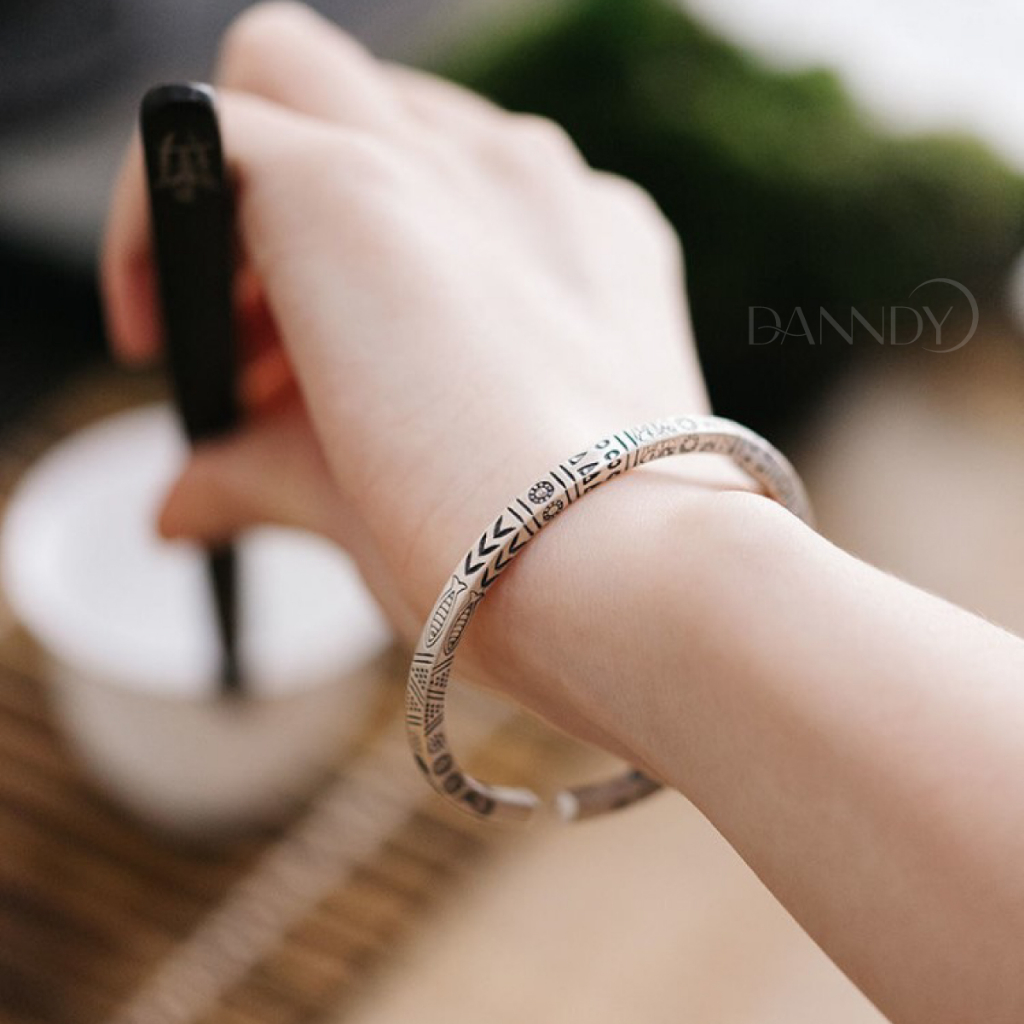Vòng Tay Nam Đẹp. Vòng Tay Cuff Mạ Bạc. Vòng Tay Lắc Tay. Lắc Tay Nam Hoa Văn Thời Trang | Dandy