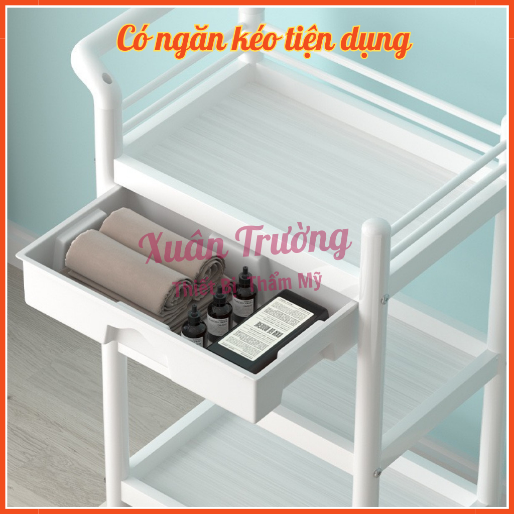 Xe đẩy nhựa 3 tầng có thùng rác | Kệ nhựa 3 tầng cao cấp | Kệ để đồ spa