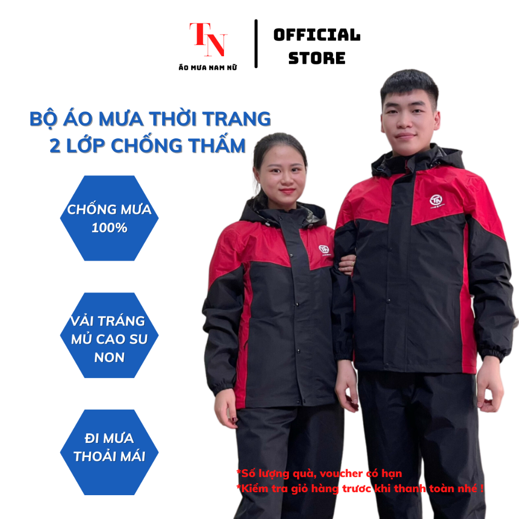 Áo mưa bộ người lớn thời trang cao cấp, bộ quần áo mưa nam nữ 2 lớp giữ nhiệt, siêu chống thấm nước - Tình Ngọc Store