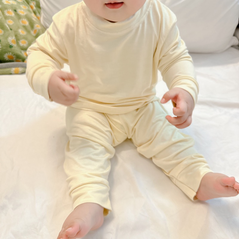 Bộ thun lụa lạnh dài tay cho Bé trai , Bé gái 5 - 12kg, Đồ Bộ Cho Bé Mặc Nhà