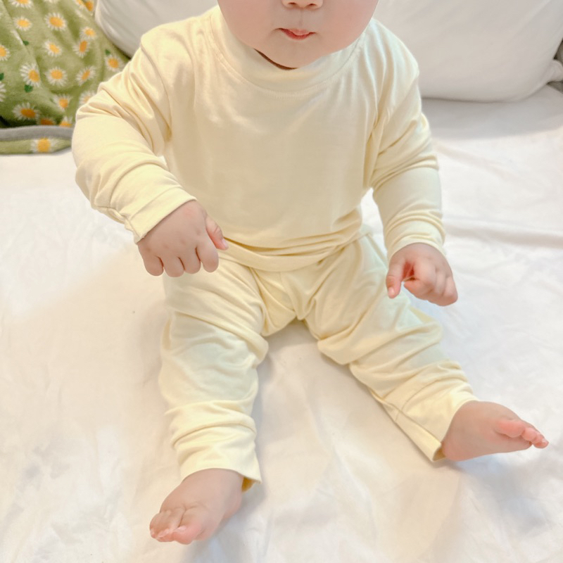 Bộ thun lụa lạnh dài tay cho Bé trai , Bé gái 5 - 12kg, Đồ Bộ Cho Bé Mặc Nhà