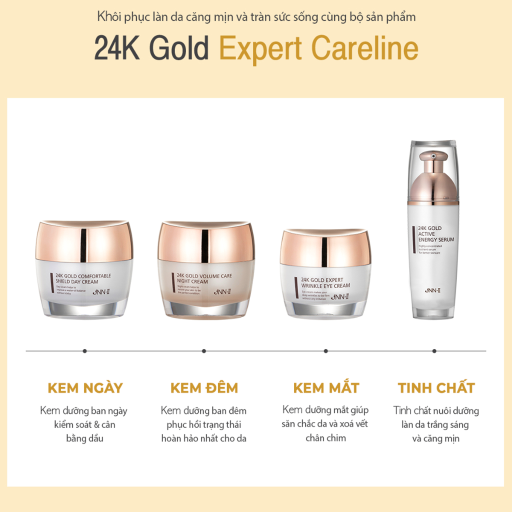 Kem dưỡng da ban đêm JNN-II 24K Care Night Cream dưỡng ẩm phục hồi da tinh chất 24K và ốc sên Hàn Quốc 50G | jnn2.vn