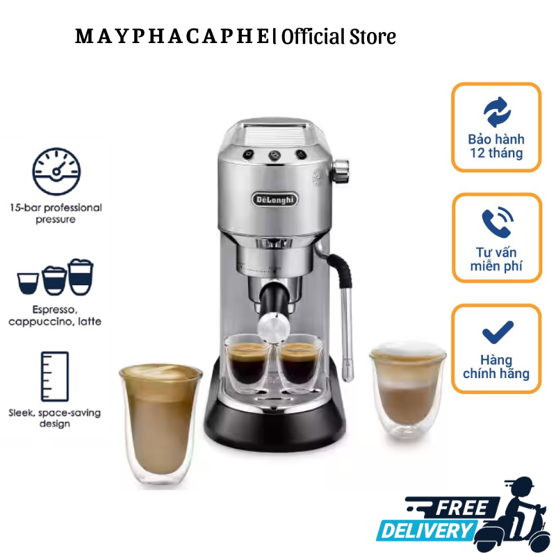 Máy Pha Cà Phê Delonghi EC885M, Máy Pha Cafe, Espresso, Cappuccino, Cafe Latte, 15 Bar, Bình Nước 1.1L, Nhập EU