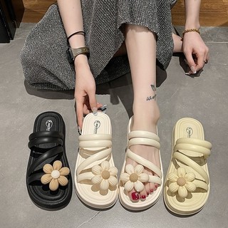 Dép quai ngang đính hoa đi 2 kiểu đế 3cm kiểu mới dễ đi êm đẹp