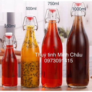 Chai thuỷ tinh tròn nắp gài 250ml-500ml-750ml-1000ml đựng thực phẩm