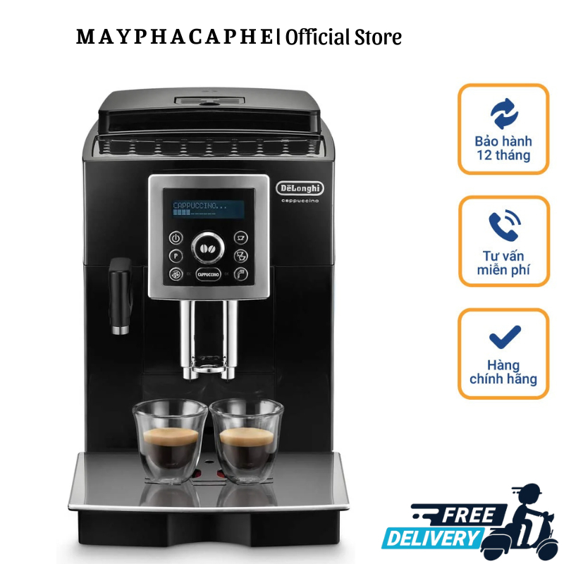 Máy Pha Cà Phê Tự Động DELONGHI ECAM 23.266.B, Máy Pha Cafe, Espresso, Cappuccino,15 Bar, 2L, Made In Rumani, BH 12Tháng