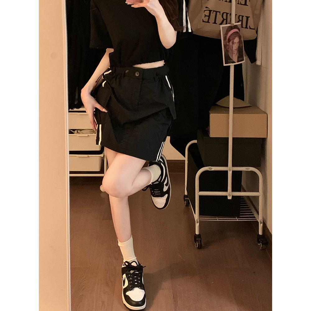 Chân váy nữ, chân váy túi hộp 2 sọc nữ kaki size S M L SKUCV-43A
