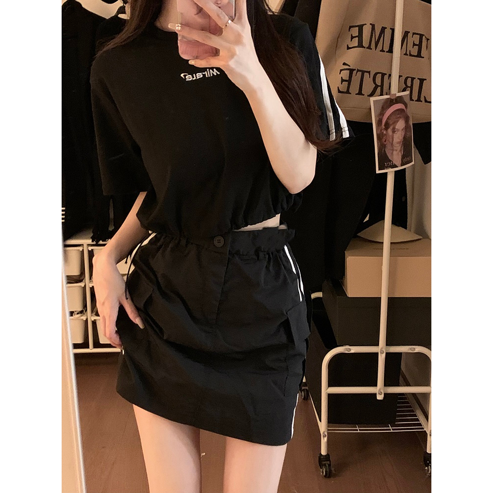 Chân váy nữ, chân váy túi hộp 2 sọc nữ kaki size S M L SKUCV-43A