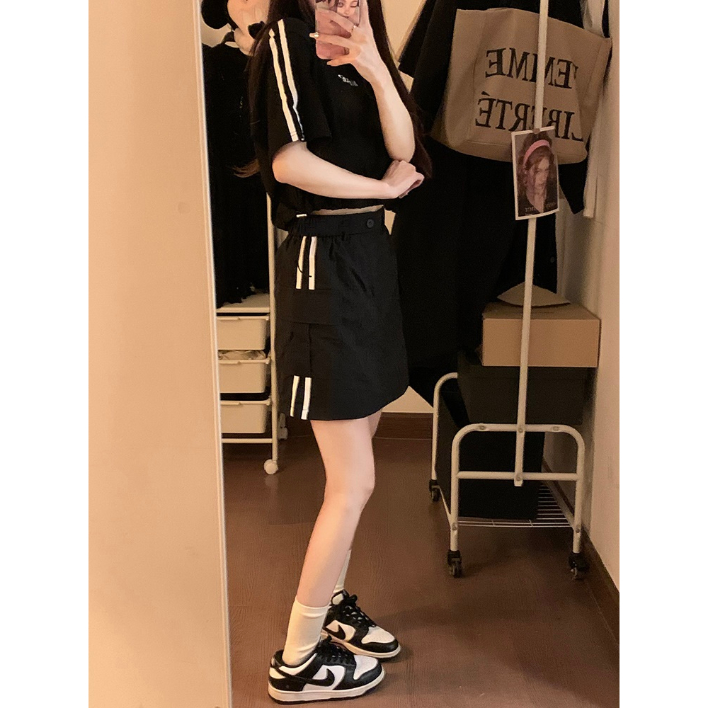 Chân váy nữ, chân váy túi hộp 2 sọc nữ kaki size S M L SKUCV-43A