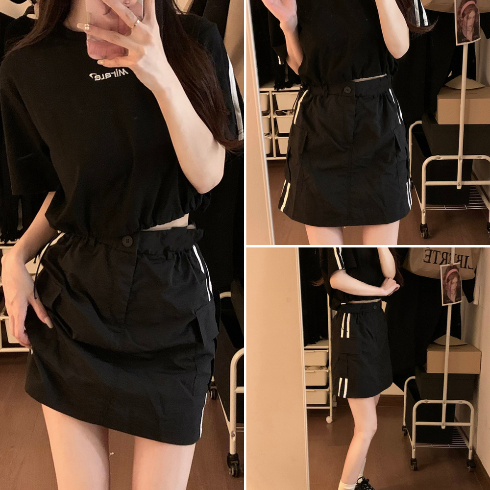 Chân váy nữ, chân váy túi hộp 2 sọc nữ kaki size S M L SKUCV-43A