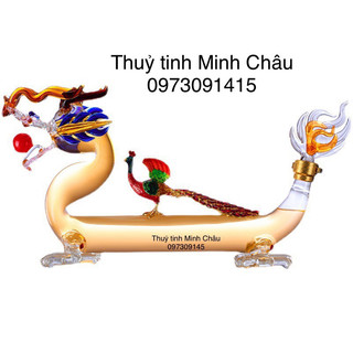 Bình thuỷ tinh hình con rồng cõng công 1200ml 12 con giáp trang trí nhà cửa