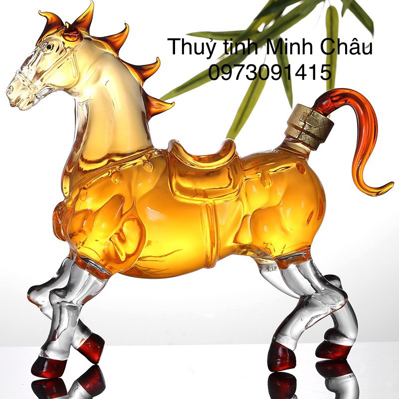 Chai thủy tinh đựng rượu 1 lít cao cấp mẫu Con Ngựa mẫu NGỌ Bình 12 con giáp cao cấp làm Món quà tân gia sinh nhật