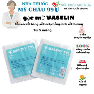 Gạc vaseline MASTNY TYL - Băng vết thương, vết loét, bỏng, chống dính khi thay băng