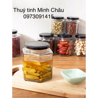Hũ thủy tinh lục giác 380ml