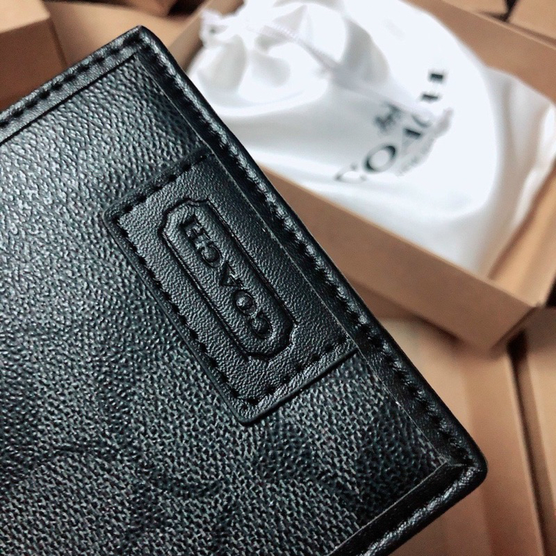 Ví Coach nam da thật bền bỉ lót logo xịn 3 màu