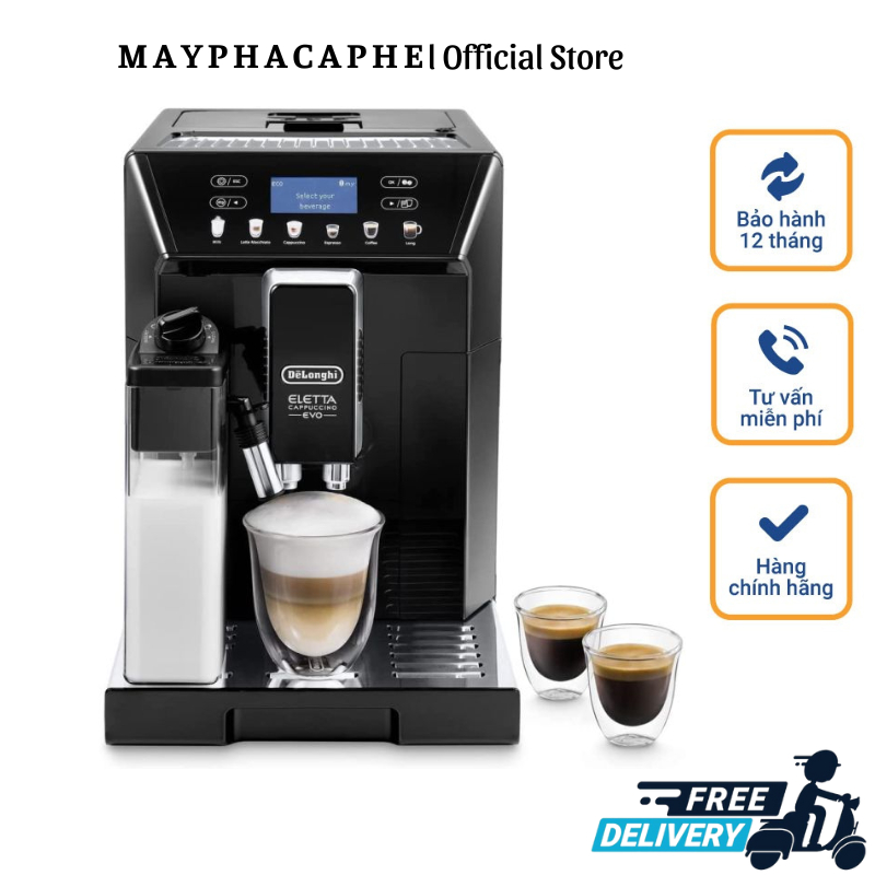 Máy Pha Cà Phê Tự Động Delonghi Eletta Capucchino EVO 46.860.B, Máy Pha Cafe, Espresso, Cappucino, 2L, Nhập Đức
