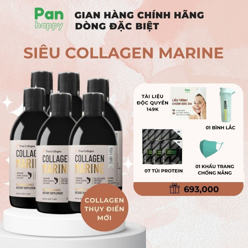 6 chai Collagen Thụy Điển thương hiệu True Collagen dạng lỏng - hàm lượng cao 220.000mg - cơ thể hấp thụ tốt
