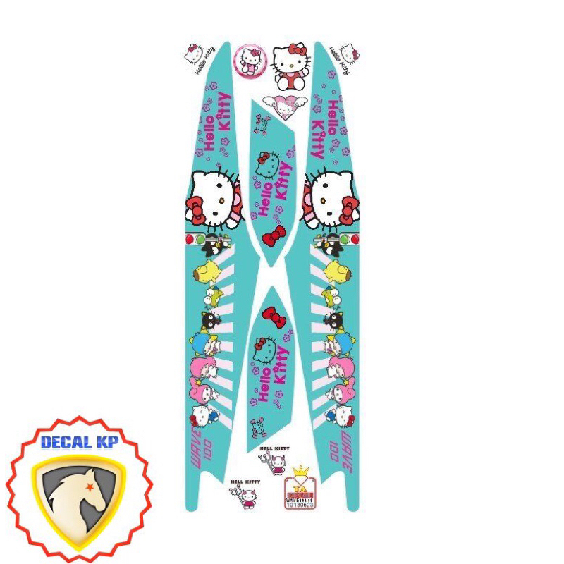 Tem xe Wave 100 và 50cc mèo hello kitty,tem 3 lớp chống nước