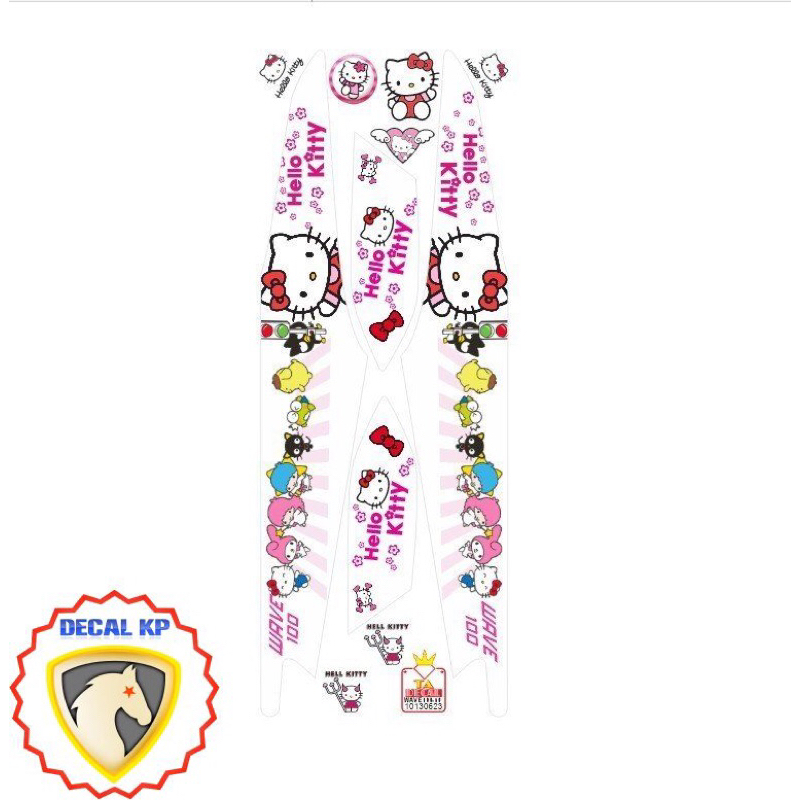 Tem xe Wave 100 và 50cc mèo hello kitty,tem 3 lớp chống nước