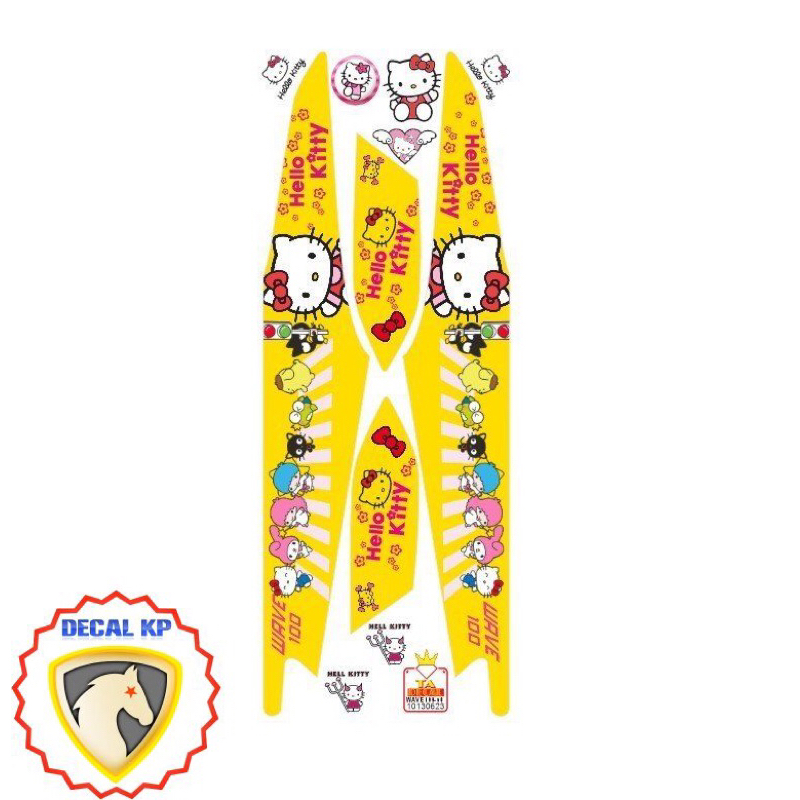 Tem xe Wave 100 và 50cc mèo hello kitty,tem 3 lớp chống nước