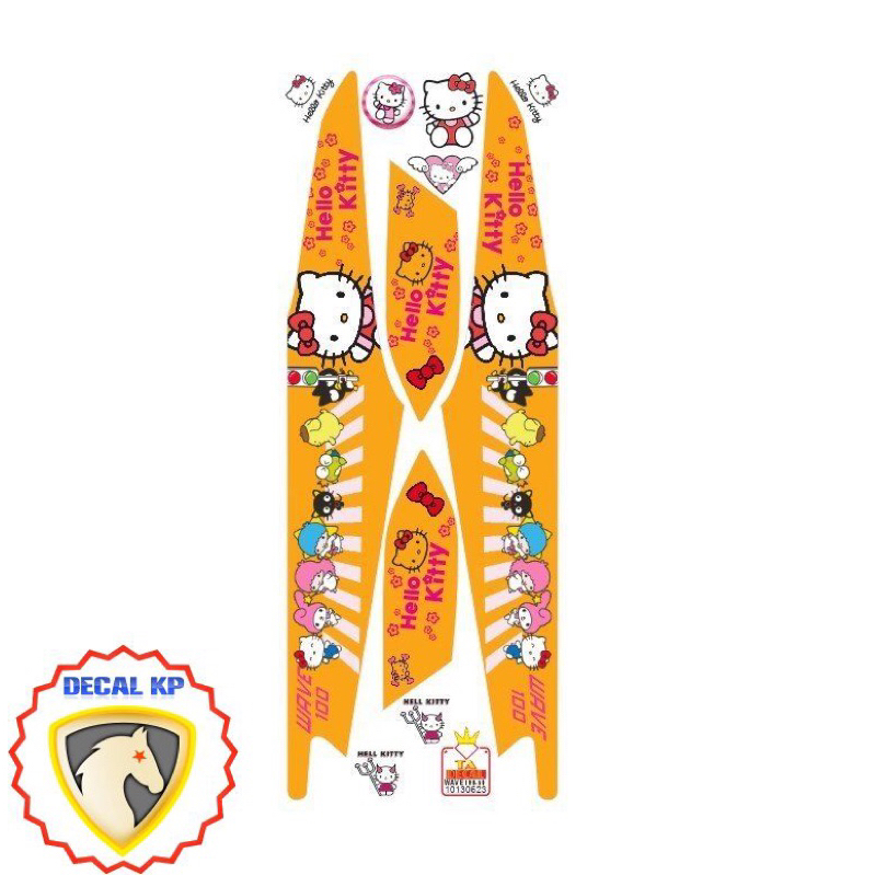 Tem xe Wave 100 và 50cc mèo hello kitty,tem 3 lớp chống nước