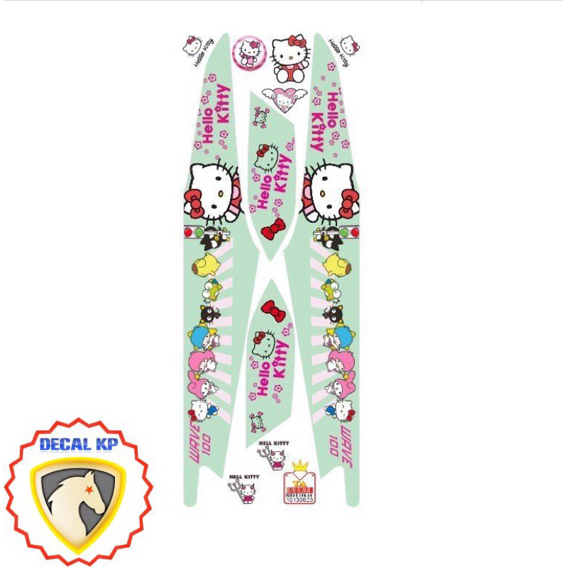 Tem xe Wave 100 và 50cc mèo hello kitty,tem 3 lớp chống nước