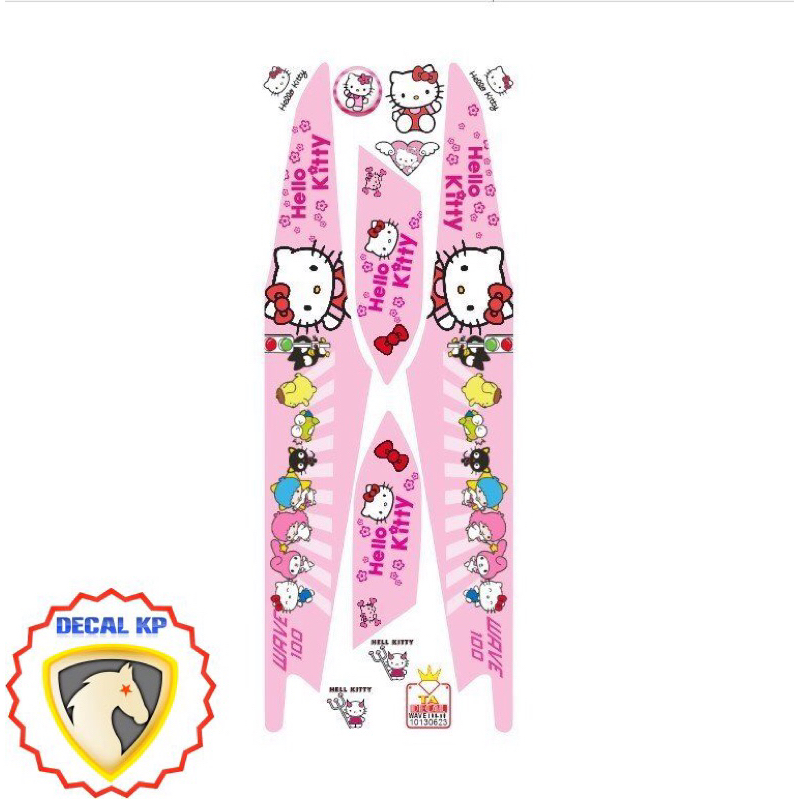 Tem xe Wave 100 và 50cc mèo hello kitty,tem 3 lớp chống nước