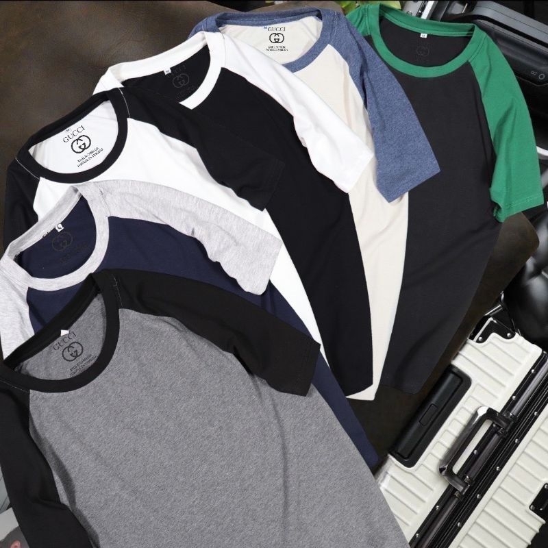 Áo thun nam cổ tròn tay Raplan phối màu chất cotton mịn co giãn 4 chiều AXK275