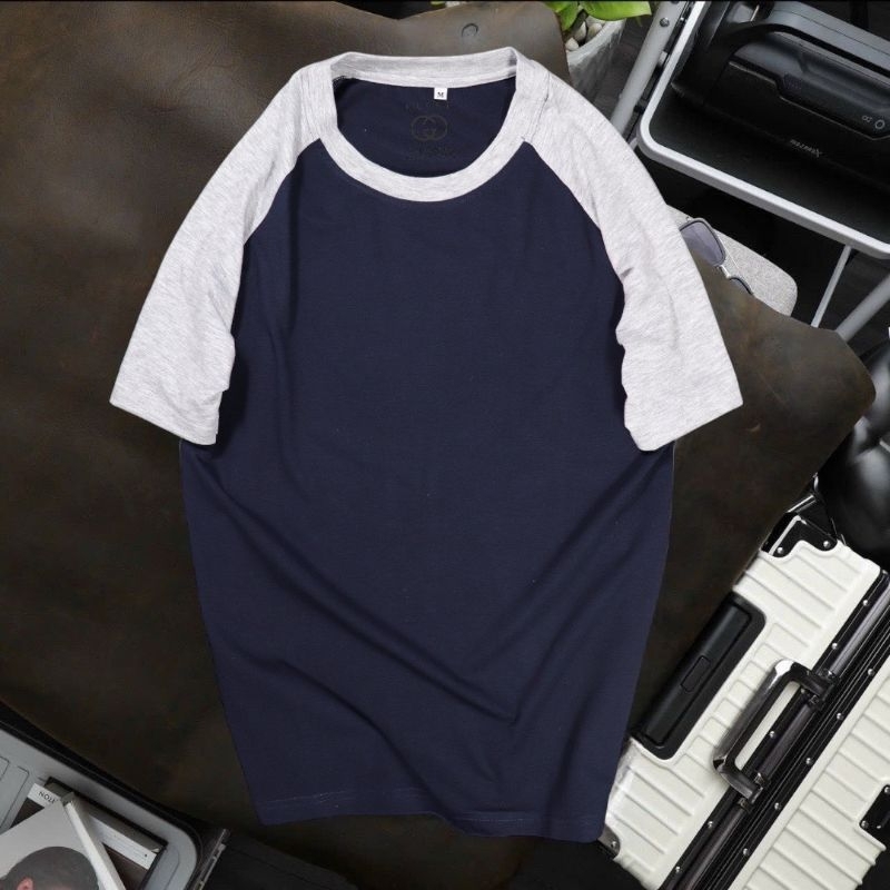 Áo thun nam cổ tròn tay Raplan phối màu chất cotton mịn co giãn 4 chiều AXK275