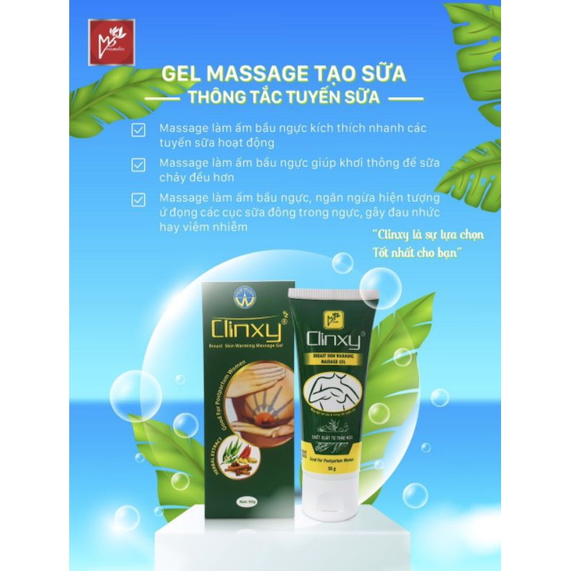GEL massage tạo sữa- thông tắc tuyến sữa Clinxy