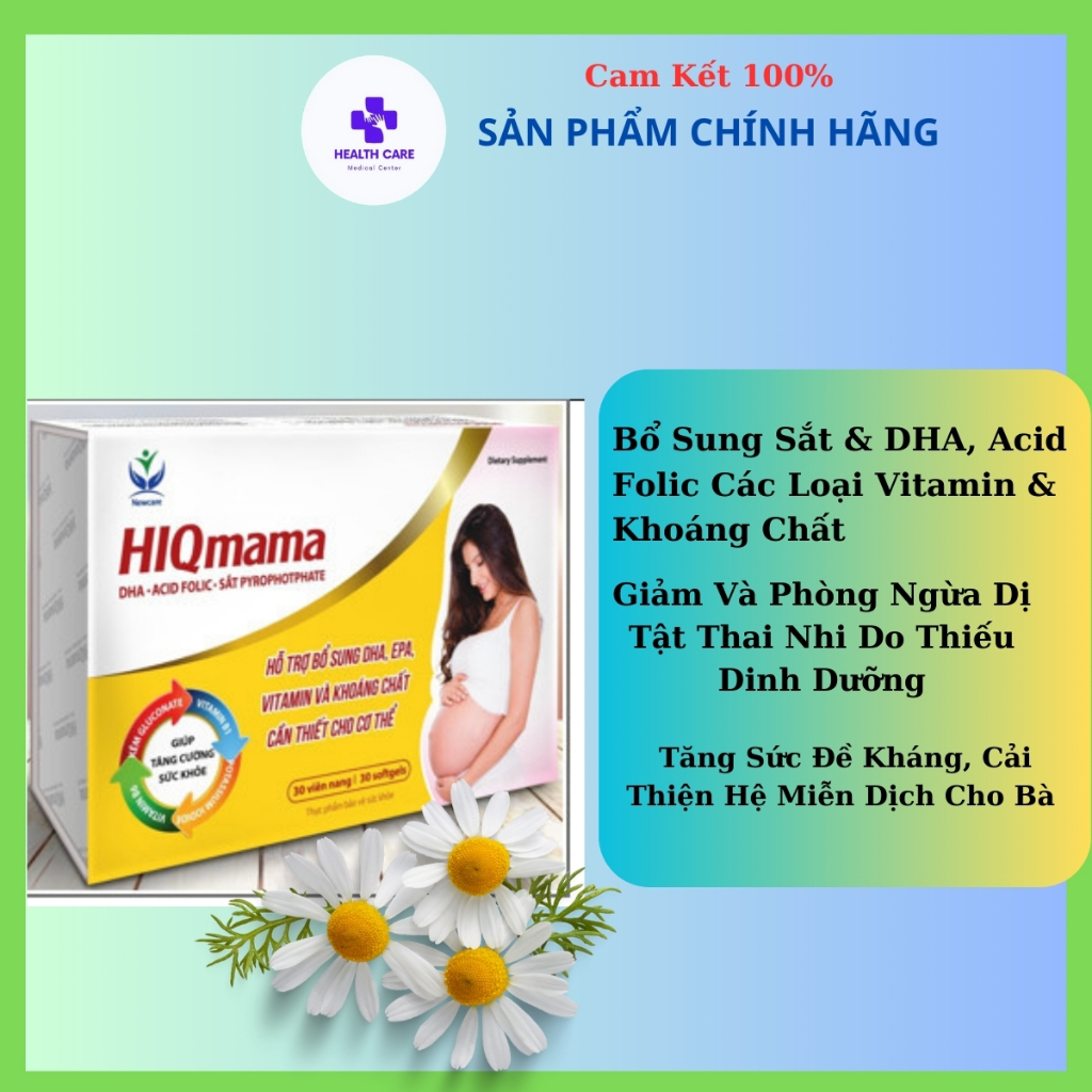 HIQmama - Bổ sung Acid Folic + DHA cho phụ nữ có thai và đang cho con bú