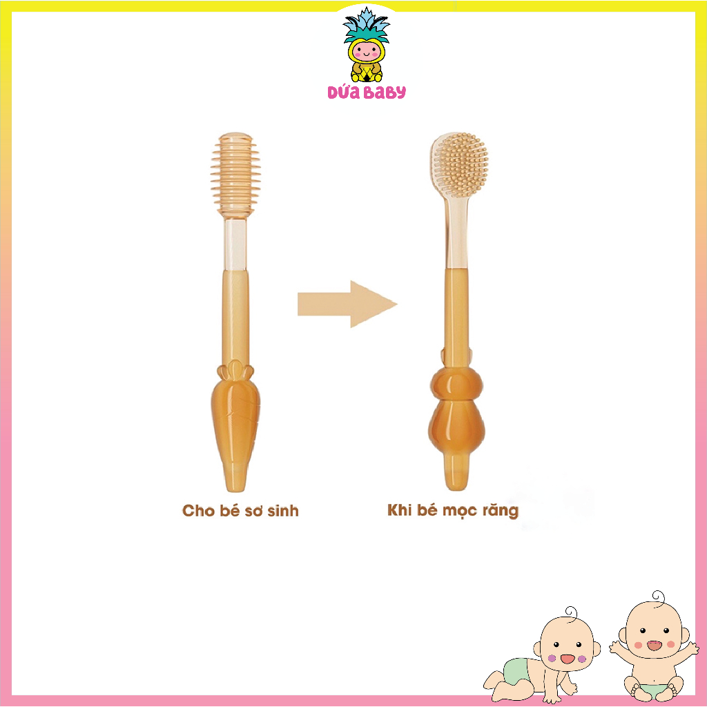 Set Rơ Lưỡi, Tưa Lưỡi Và Bàn Chải Silicon Cao Cấp Cho Bé Từ 0-18M