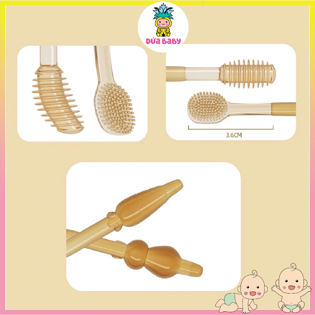 Set Rơ Lưỡi, Tưa Lưỡi Và Bàn Chải Silicon Cao Cấp Cho Bé Từ 0-18M